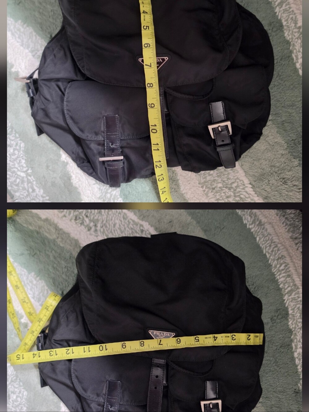 Prada Black Nylon Flap Backpack with Dual Front Buckle Pockets - Picture 14 of 16